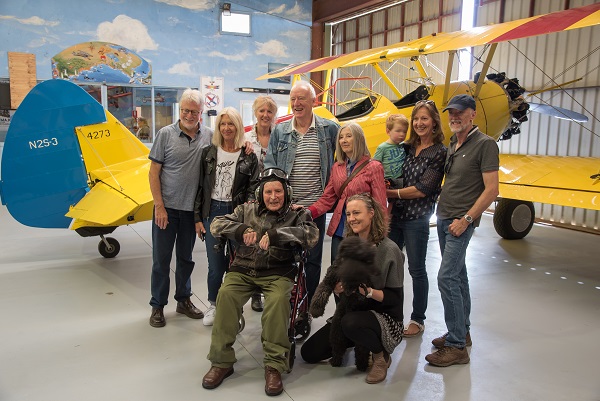 Vasey RSL Care Bundoora resident Ken Tunley celebrates turning 100 with a flight in a bi-plane