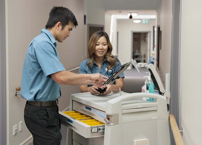 Vasey RSL Care Frankston South aged care home - two staff members look after the medication