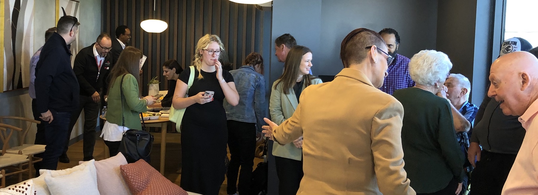 A housewarming event for new residents of the Vasey RSL Care Ivanhoe ex-service accommodation apartments at Samma Place